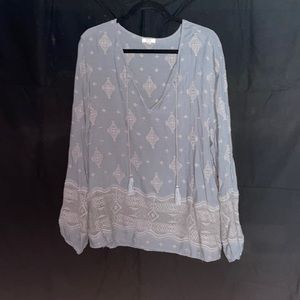 Dylan - XL Long Sleeve Blouse with Tassel Detail.